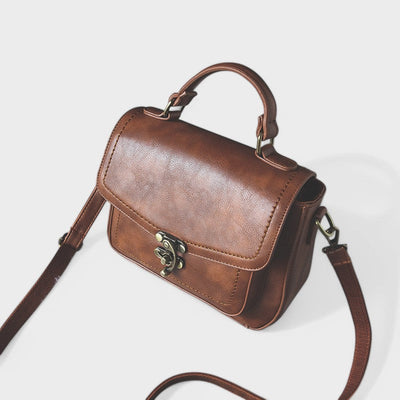 Carol - Vintage Satchel Bag with Antique Lock
