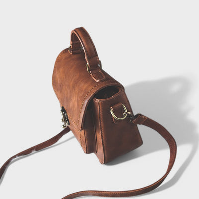 Carol - Vintage Satchel Bag with Antique Lock