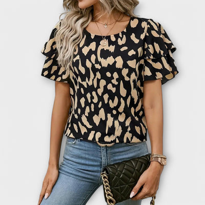 Lela – Stylish Blouse with Leopard Sleeves