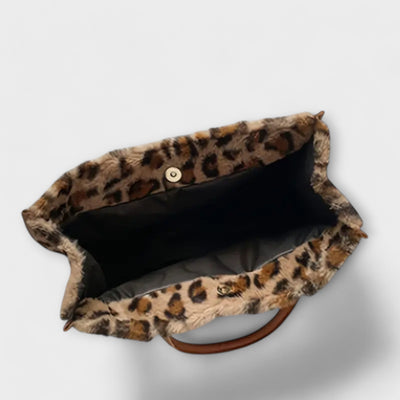 Gloria - Chic Leopard Print Plush Tote