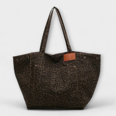 Janet - Elegant Leopard Print Canvas Shoulder Bag