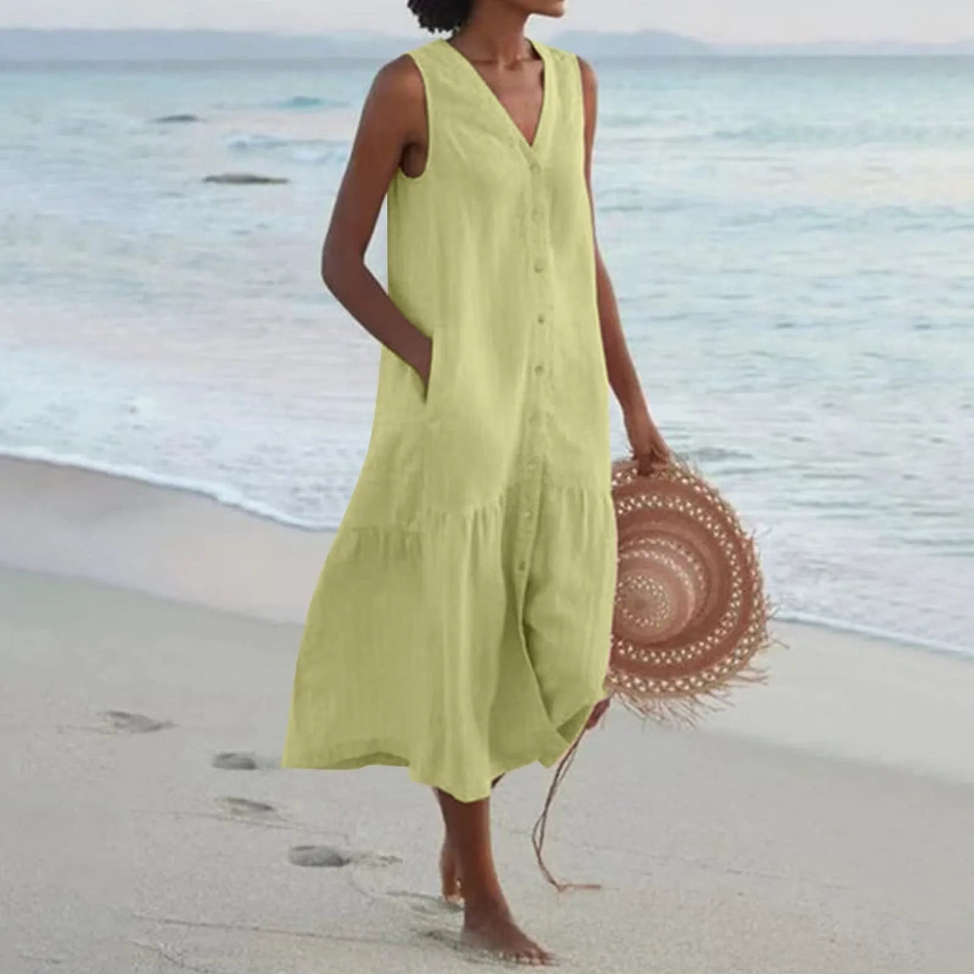 Lena- Midi Dress with Button Row
