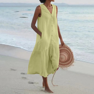 Lena- Midi Dress with Button Row