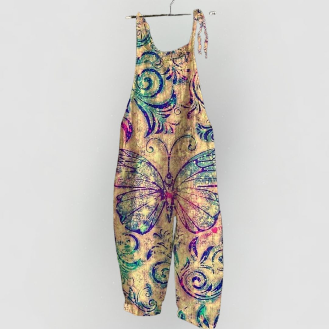 Nancy - Vintage Women's Overalls with Butterfly Print