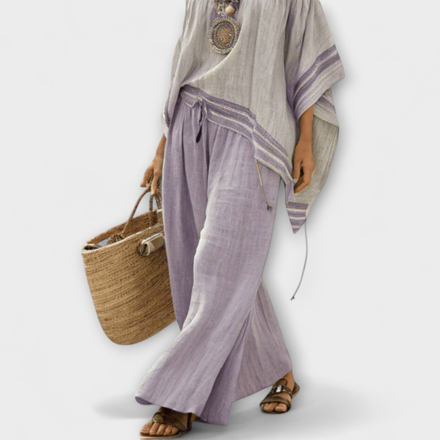 Rose - Boho Bardot Linen Set
