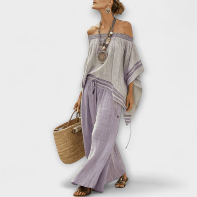 Rose - Boho Bardot Linen Set