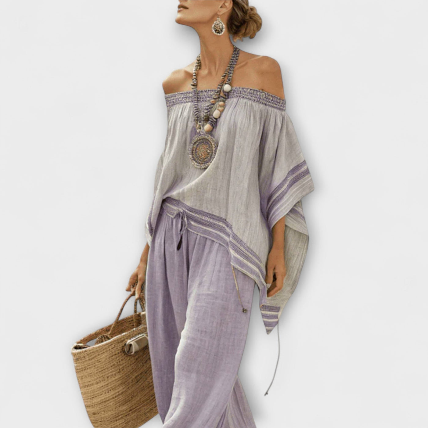 Rose - Boho Bardot Linen Set