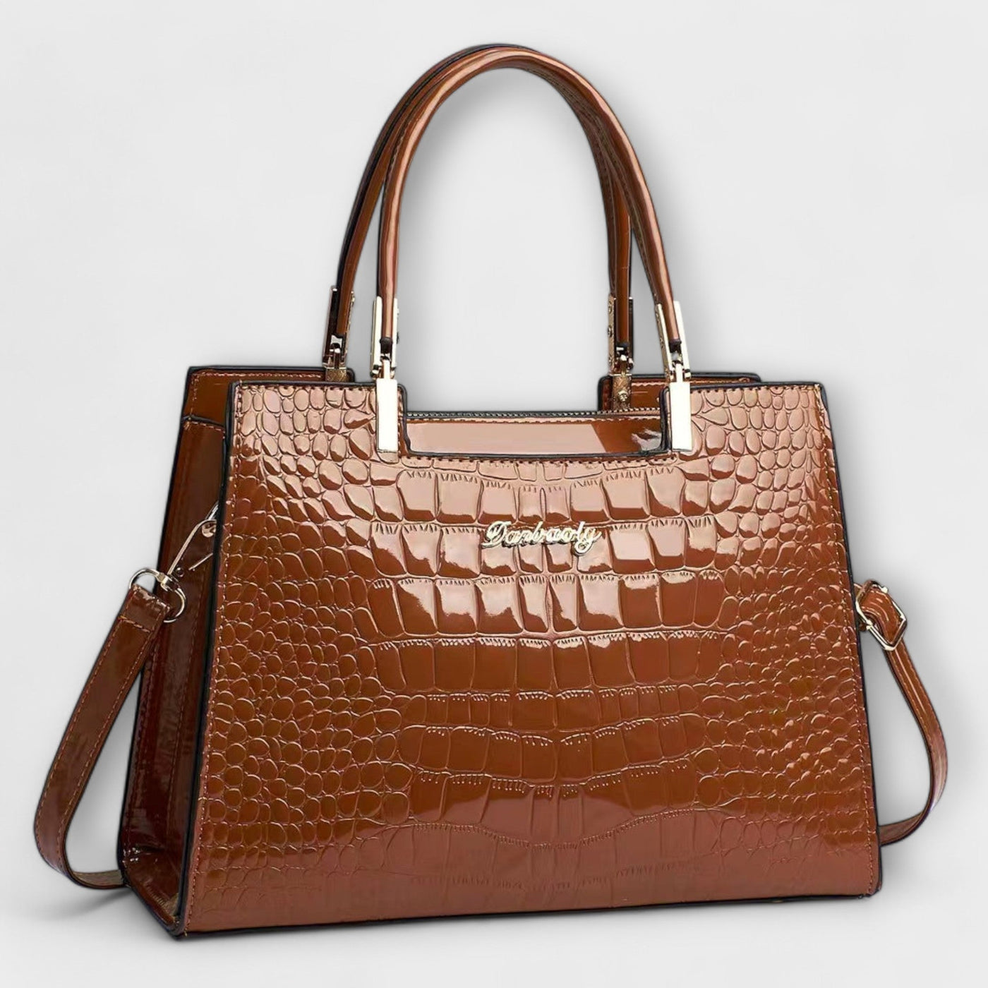 Janice - Glossy Crocodile Pattern Handbag