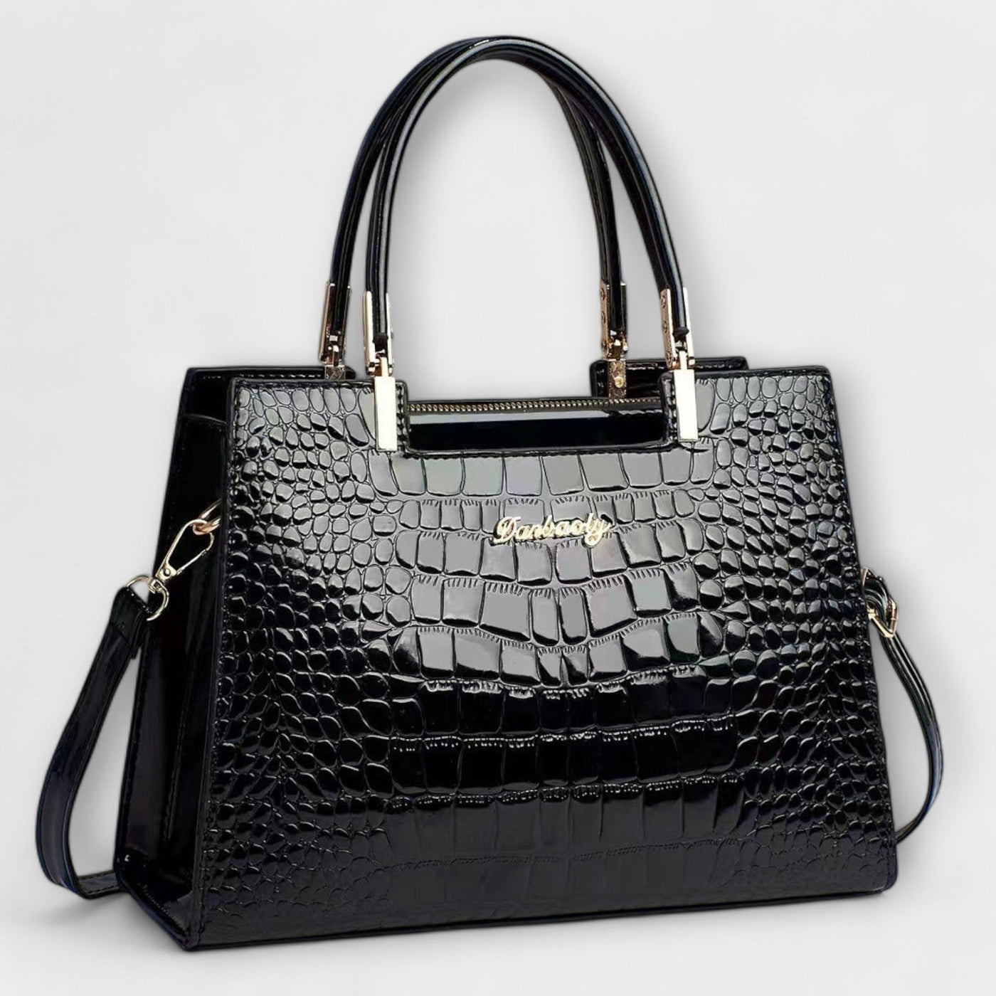 Janice - Glossy Crocodile Pattern Handbag