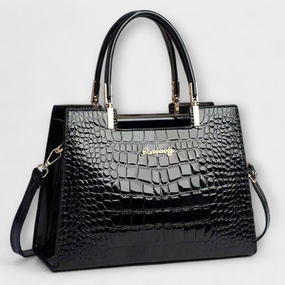 Janice - Glossy Crocodile Pattern Handbag