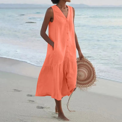 Lena- Midi Dress with Button Row