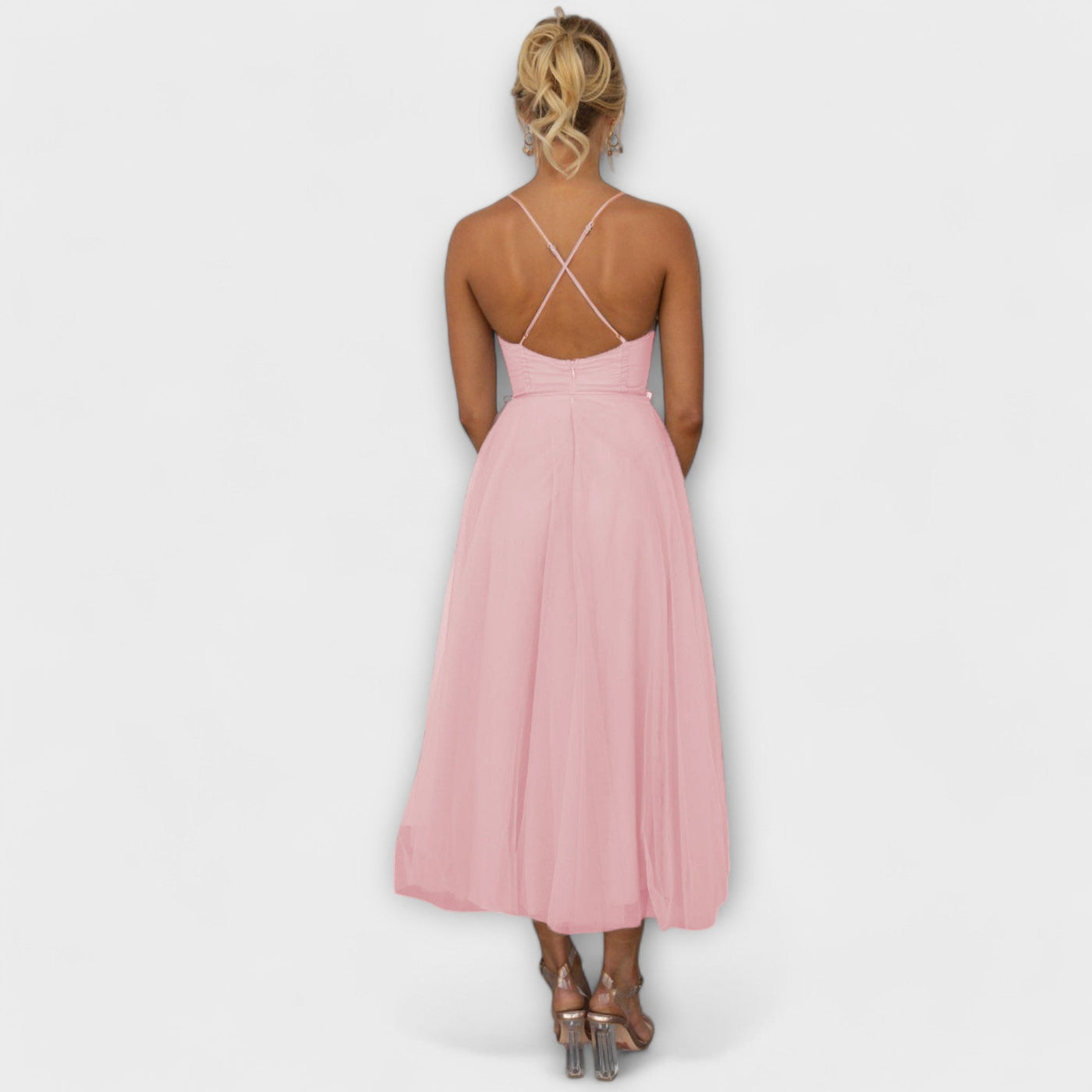Modern princess chiffon dress with straps for parties