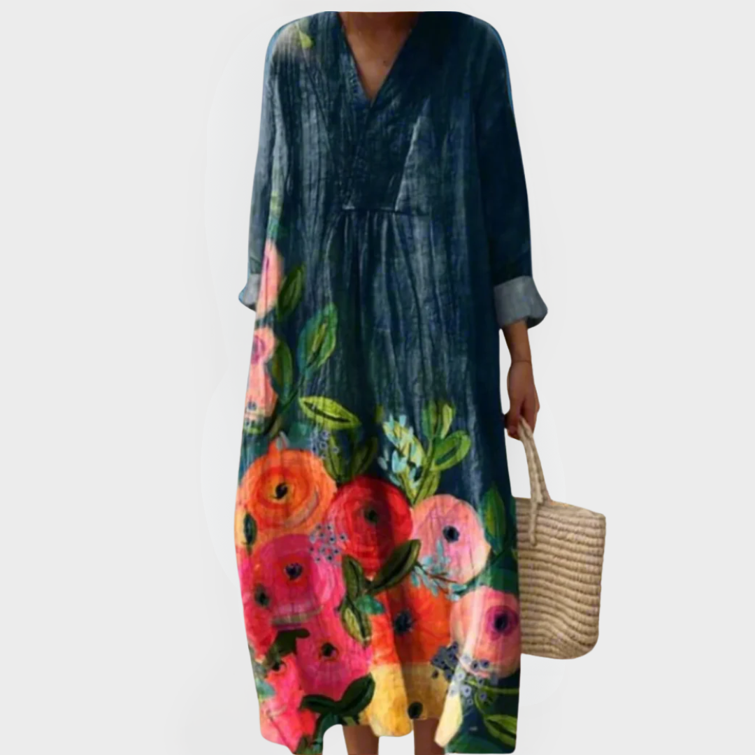 Poppy | Watercolor Floral Cotton Maxi Dress