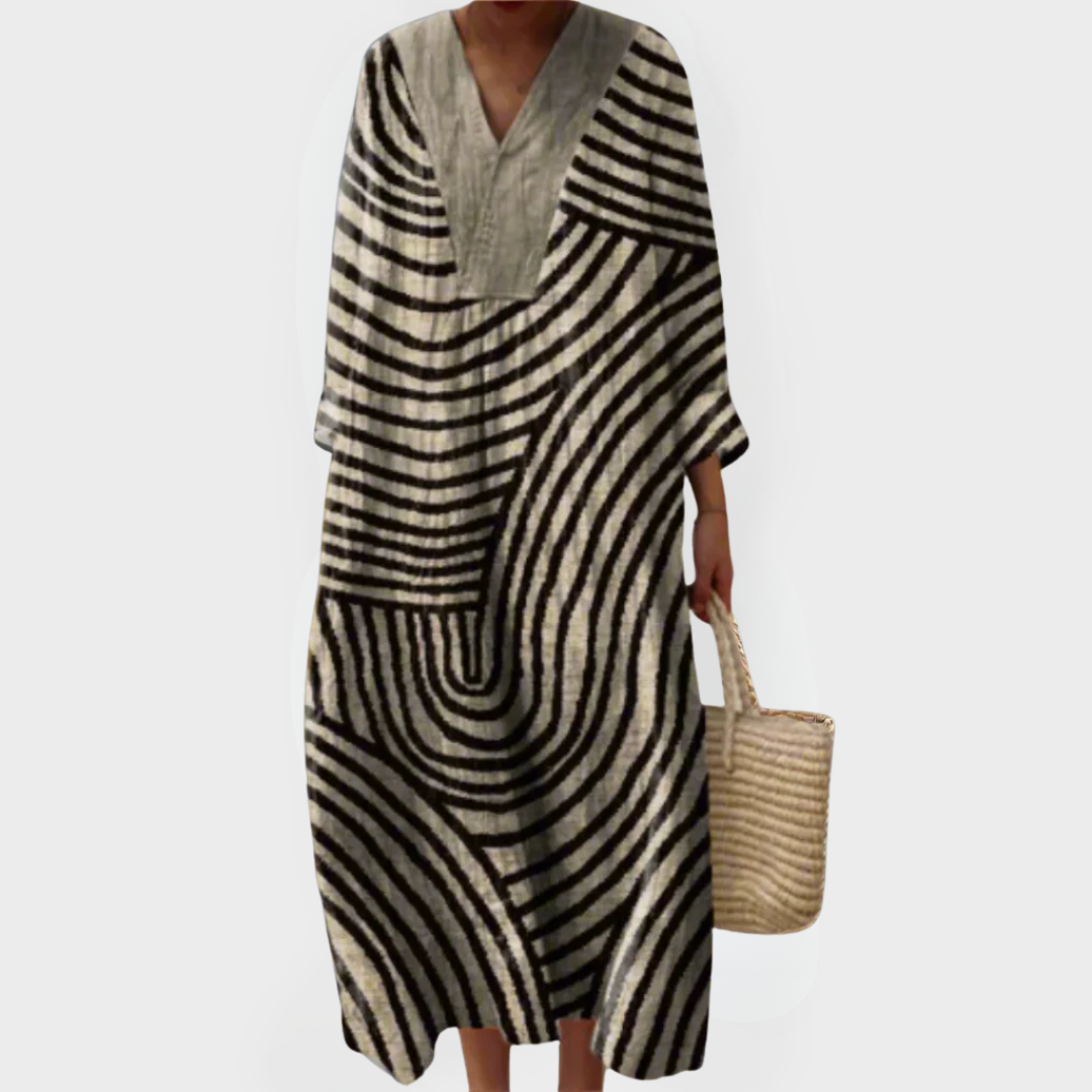 Irene | Monochrome Maze Flow Dress