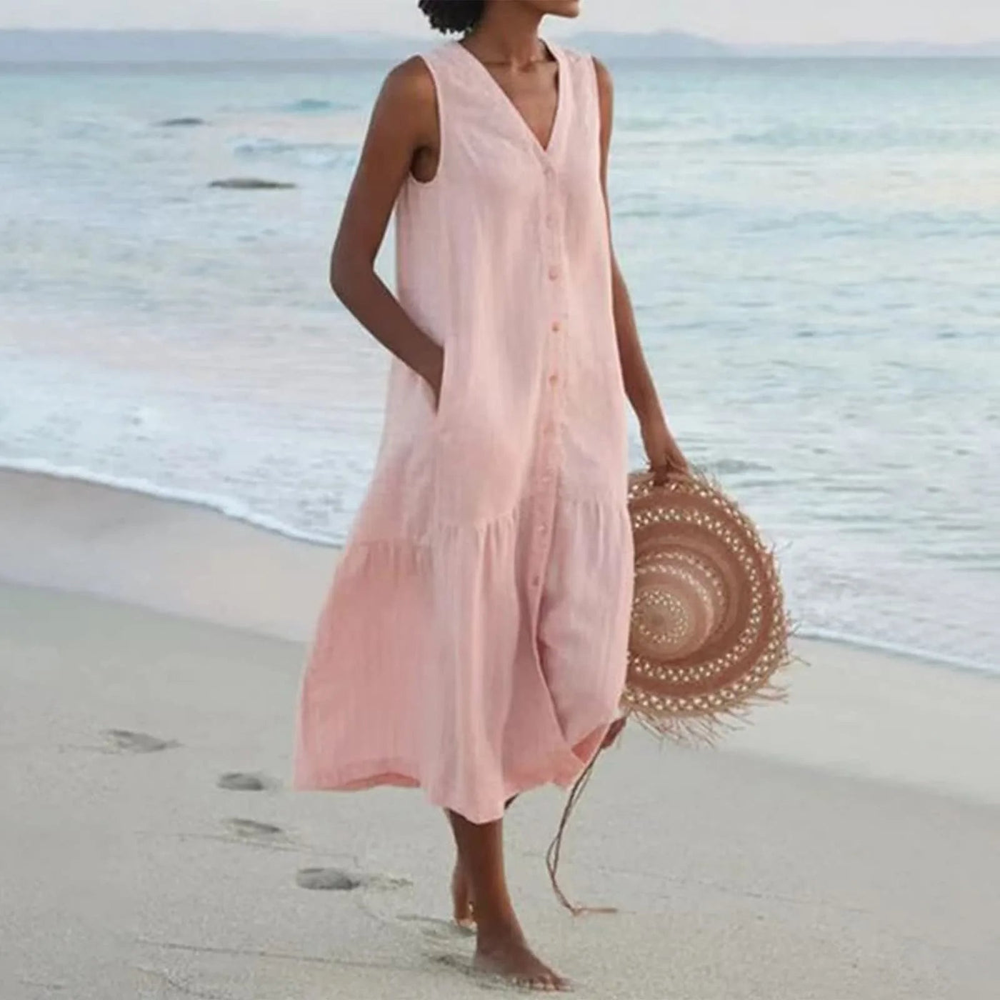 Lena- Midi Dress with Button Row