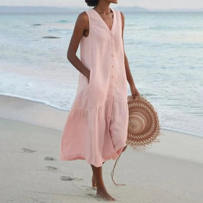 Lena- Midi Dress with Button Row