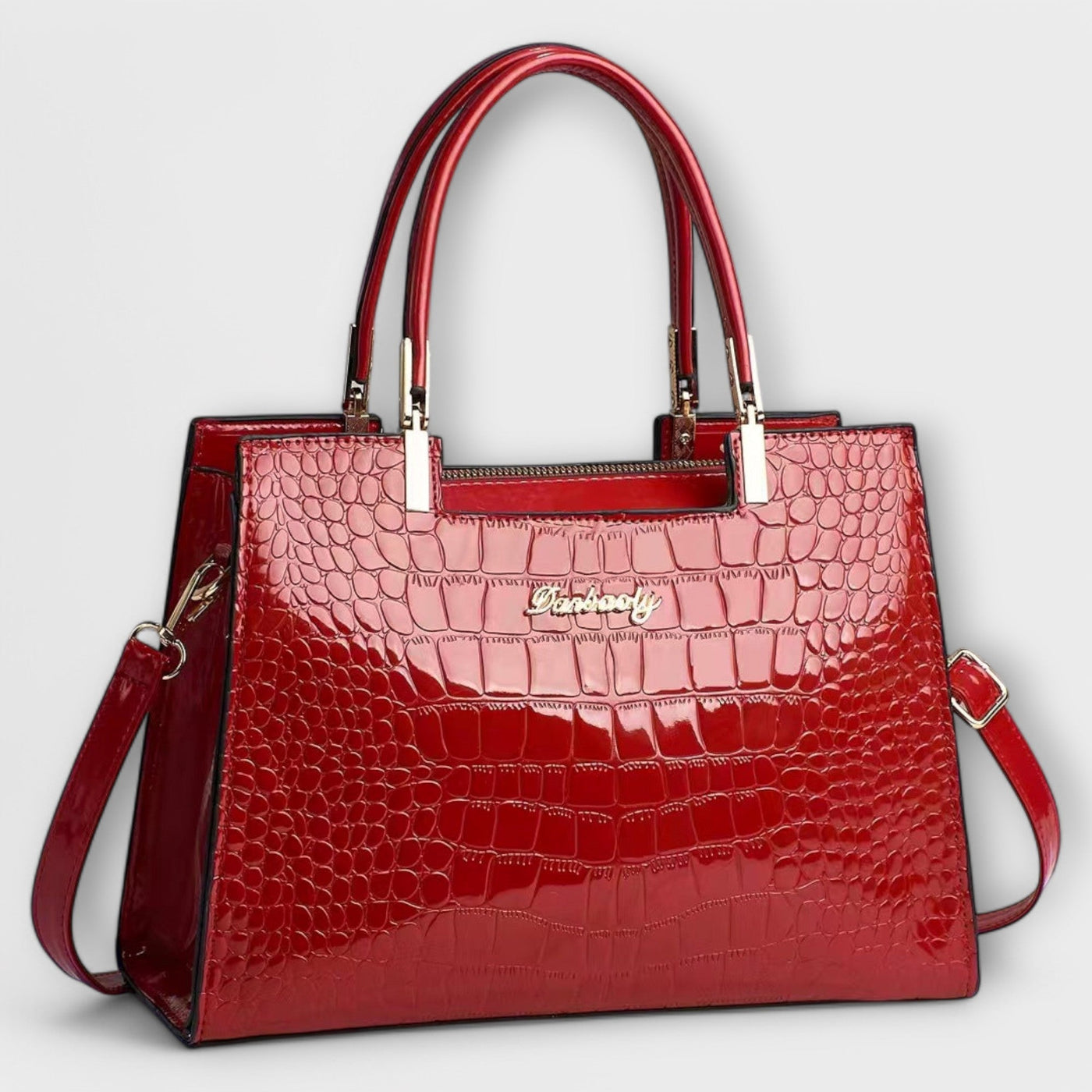 Janice - Glossy Crocodile Pattern Handbag