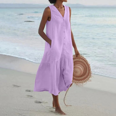 Lena- Midi Dress with Button Row