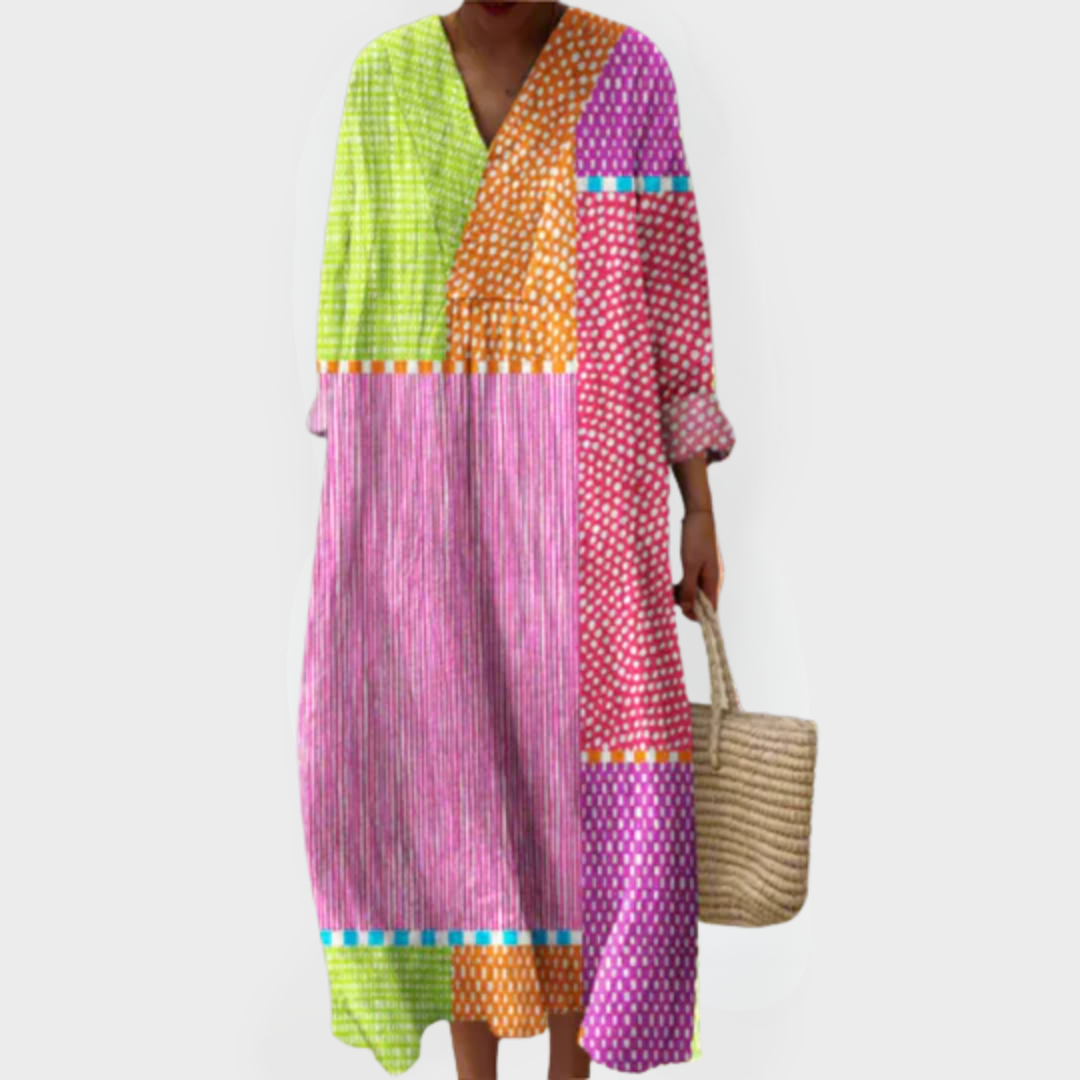 Ruby | Patchwork Polka Maxi Dress