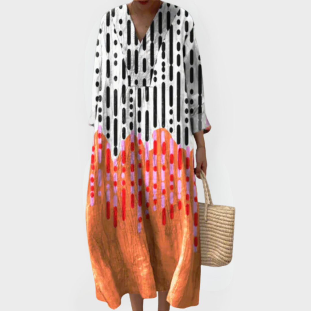 Tessa | Abstract Drip Print Maxi Dress