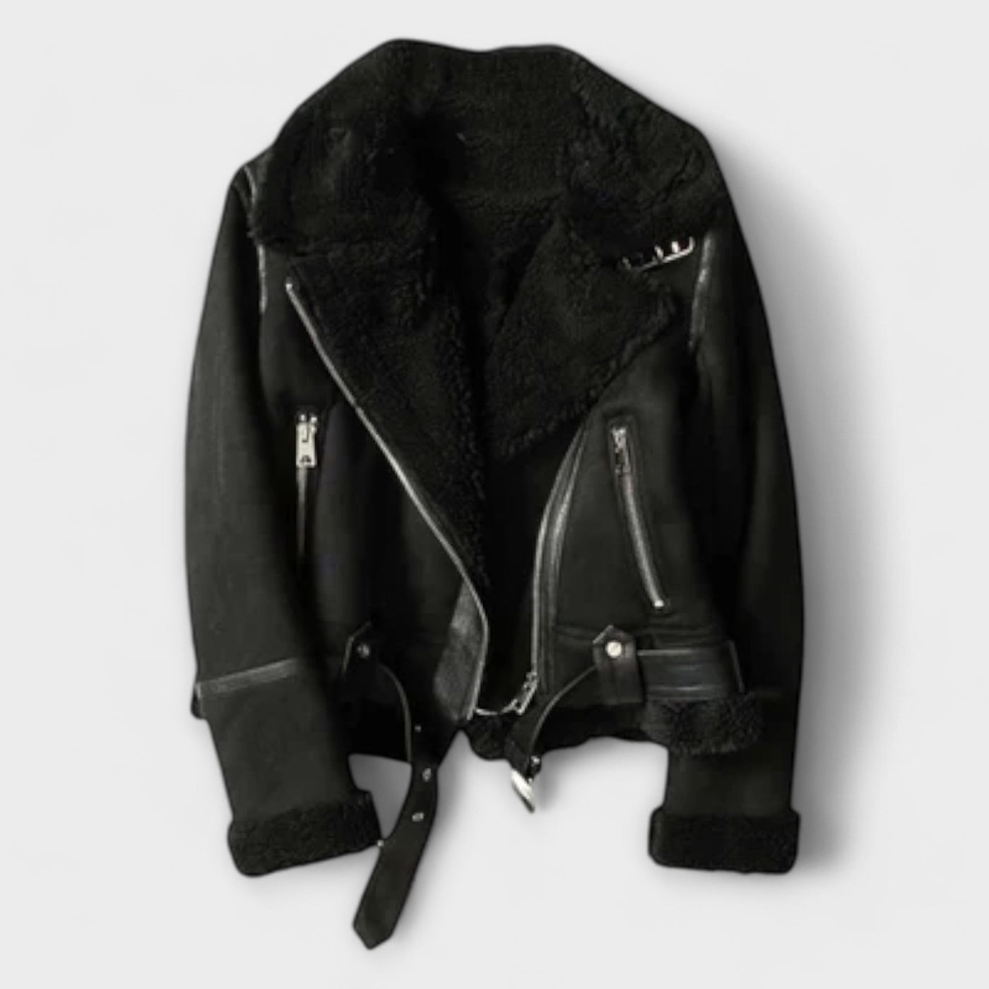 Aurora Shearling Suede Aviator Jacket