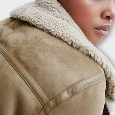 Aurora Shearling Suede Aviator Jacket