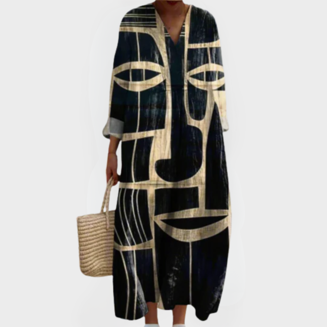 Lorna | Tribal-Inspired Artistic Midi Dress