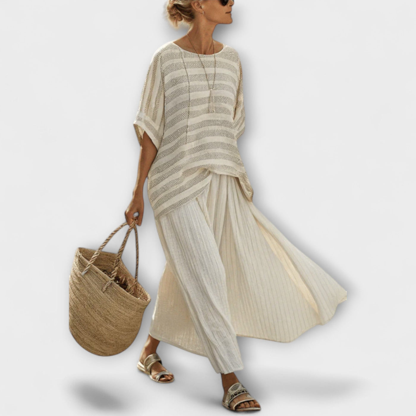 Emma - Stylish Striped Blouse and Flowing Pant