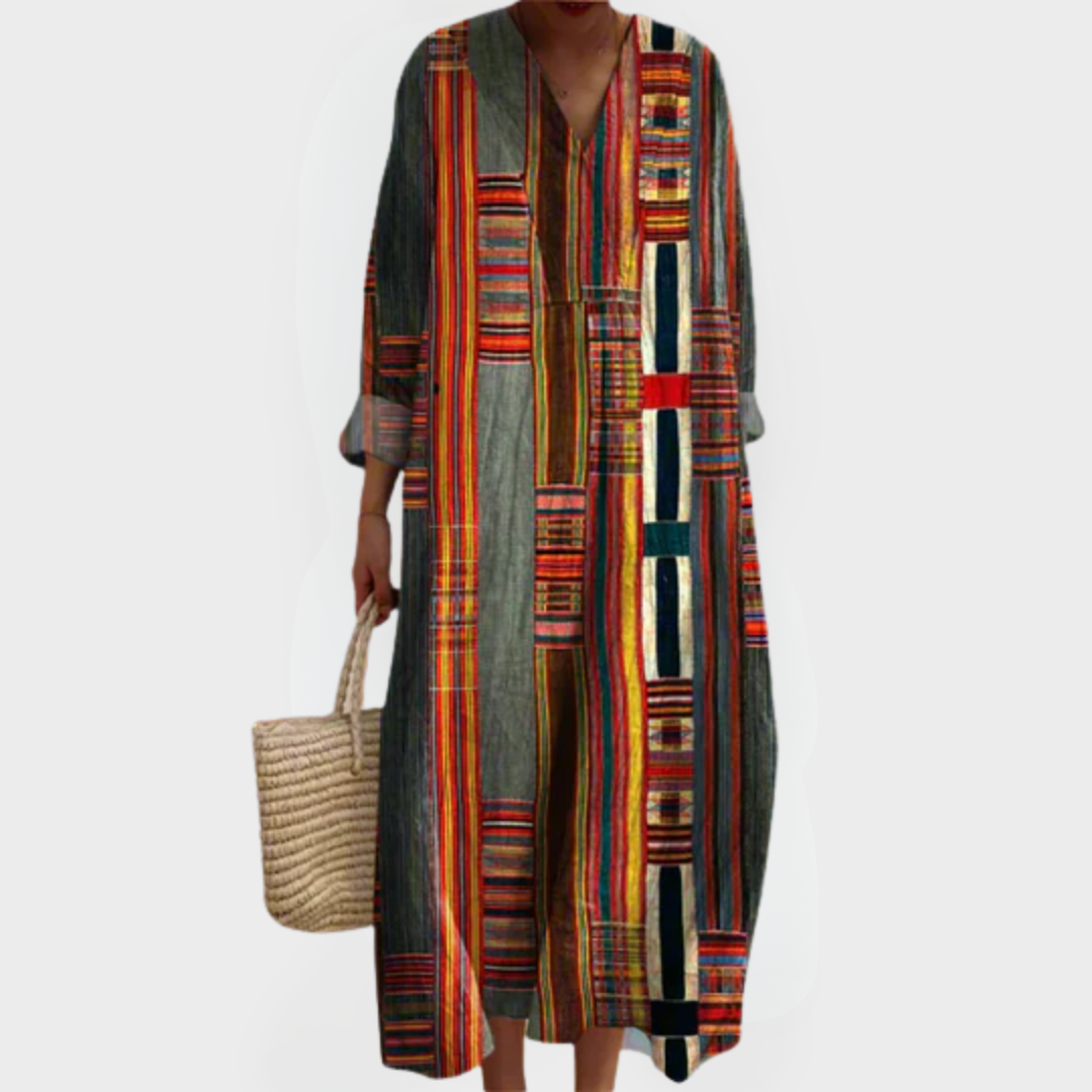Marianne | Geometric Stripe Boho Maxi Dress