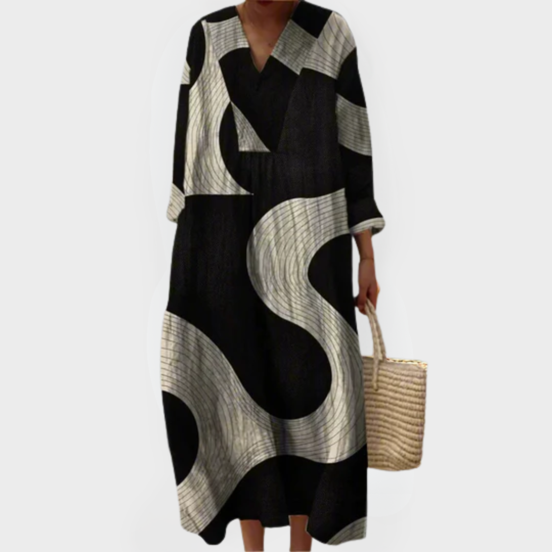 Claudine | Abstract Flow Maxi Dress