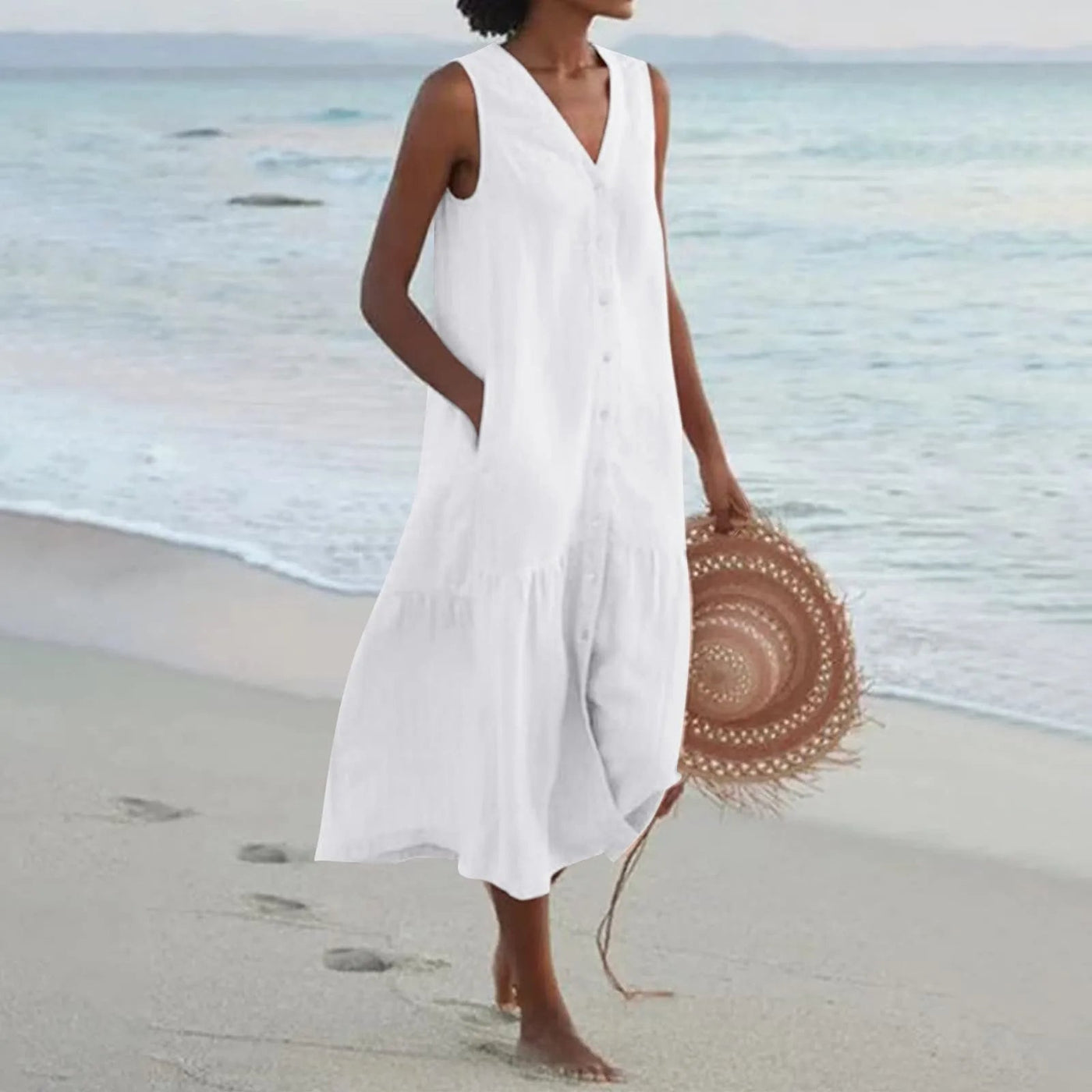 Lena- Midi Dress with Button Row