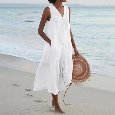 Lena- Midi Dress with Button Row