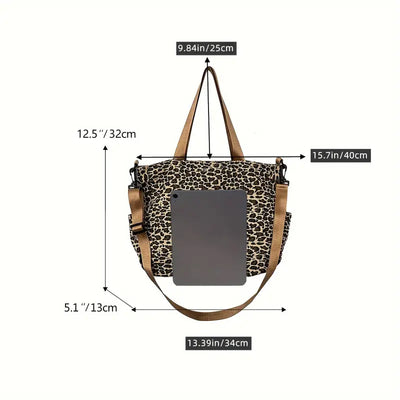 Leopard Pattern Canvas Crossbody Bag