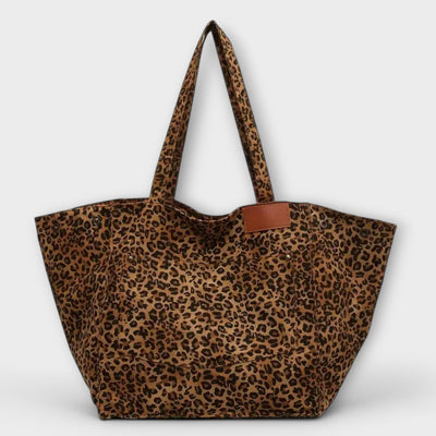 Janet - Elegant Leopard Print Canvas Shoulder Bag