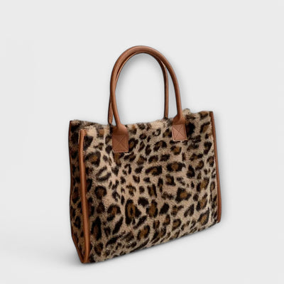 Gloria - Chic Leopard Print Plush Tote