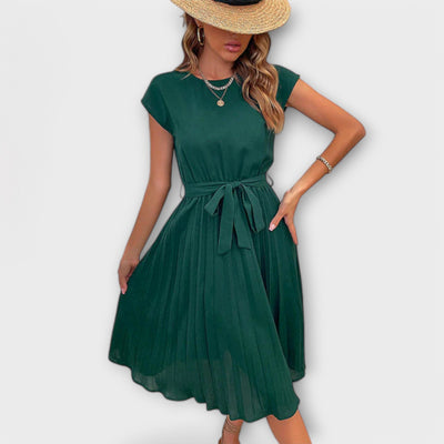 Claire - Short Sleeves, Pleated, Casual Minidress