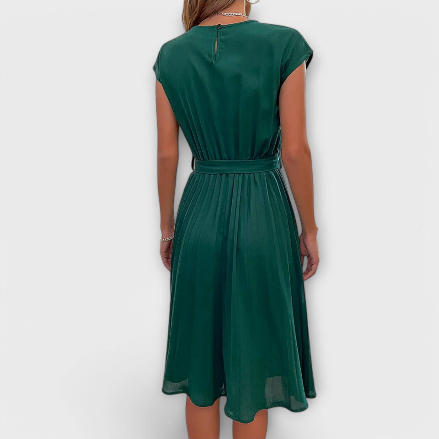 Claire - Short Sleeve, Pleated, Casual Midi Dress