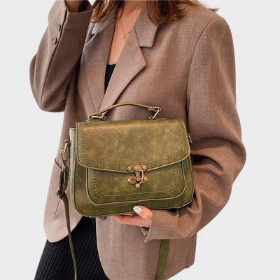 Carol - Vintage Satchel Bag with Antique Lock