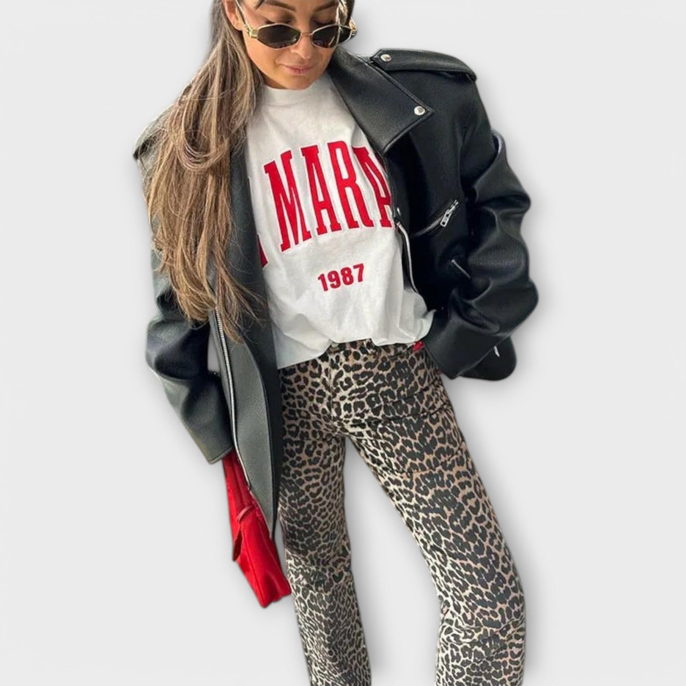 Chandra – Vintage Jeans with Leopard Print