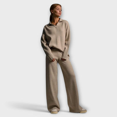 Ladies' knit set with wide pants and loose sweater