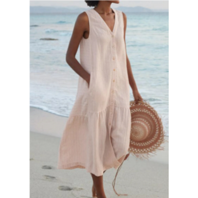 Lena- Midi Dress with Button Row