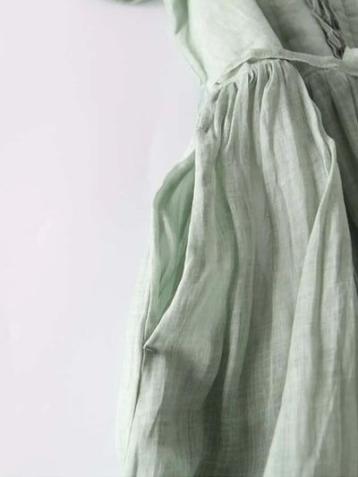 Arya - Women's Retro Style Dress with Round Neck and Waist Ties