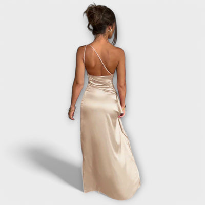 Luna | Asymmetrical Maxi Dress with Thigh-High Slit