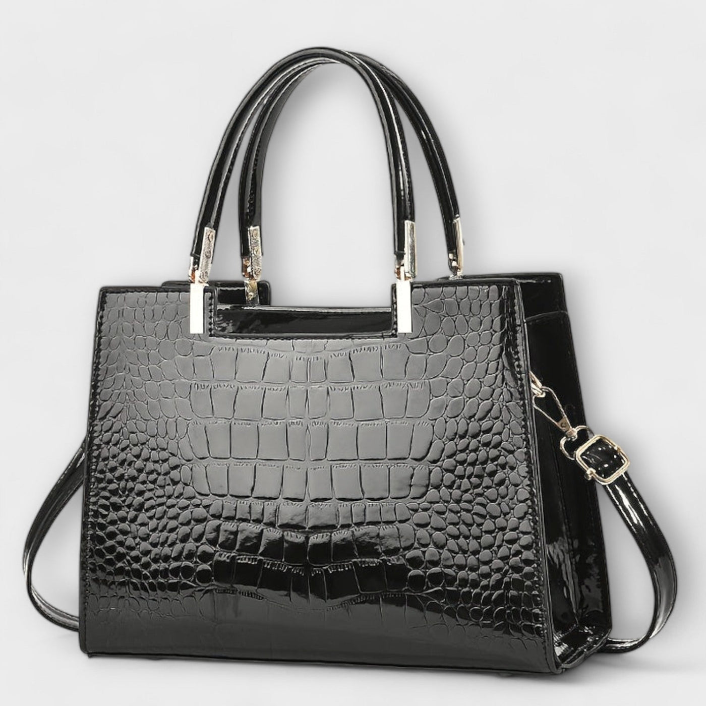 Janice - Glossy Crocodile Pattern Handbag