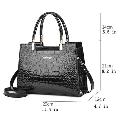 Janice - Glossy Crocodile Pattern Handbag