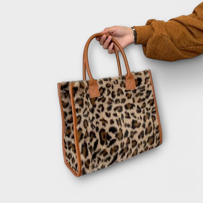 Gloria - Chic Leopard Print Plush Tote