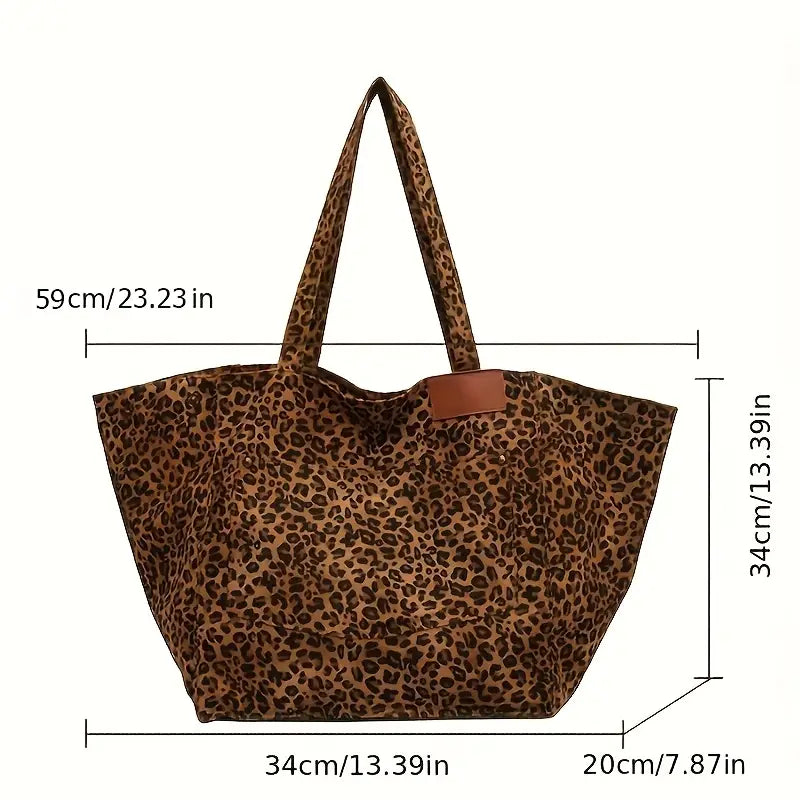 Janet - Elegant Leopard Print Canvas Shoulder Bag