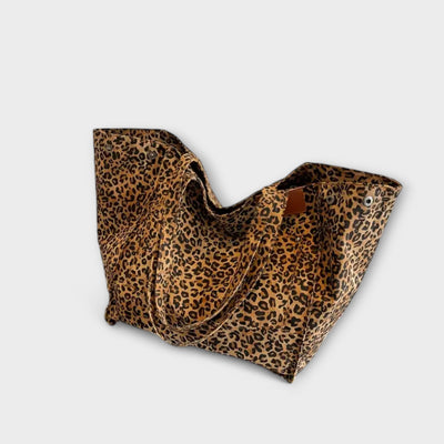 Janet - Elegant Leopard Print Canvas Shoulder Bag