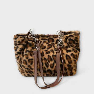 Sharon - Trendy Leopard Print Inspired Soft Faux Fur Tote