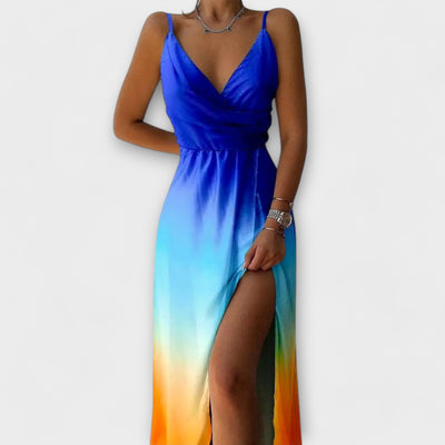 Maxi Dress with Tropical Pattern